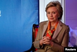 FILE - Former U.S. Secretary of State Hillary Clinton takes part in the Women for Women International Luncheon in New York City, New York, May 2, 2017.