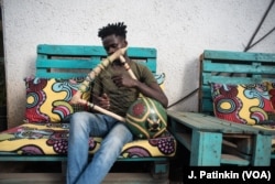 Daniel Onyango plays his nyatiti in Nairobi.