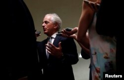 U.S. Senator Bob Corker (R-TN) speaks with news media at the U.S. Capitol building in Washington, U.S., July 16, 2018.