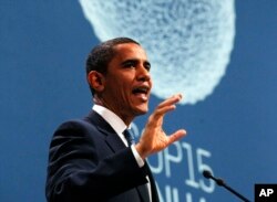 President Barack Obama speaks at the morning plenary session of the United Nations Climate Change Conference in Copenhagen, Denmark, Dec. 18, 2009.