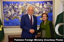 U.S. special representative for Afghanistan reconciliation, Zalmay Khalilzad, and Pakistani Foreign Secretary Tehmina Janjua, Jan. 17, 2019.