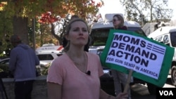 Grace Fisher is a mom who is fearful for her three children. She said something needs to change with regard to gun regulations. She lives in a neighborhood near Thousand Oaks, site of the most recent U.S. mass shooting. (E. Lee/VOA)
