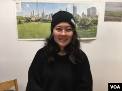 Thu Nguyen is a senior communication officer of OCA-Asian Pacific American Advocates which is leading the 2,300 paper cranes folding event​ at Radical Library inside Eaton DC, Washington DC, on November 18, 2018. (Say Mony/VOA Khmer)
