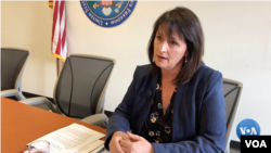 Nadine Maenza, USCIRF, talks to VOA's Navbahor Imamova, Washington, Oct 17, 2019