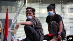 Thai protesters at rally site in downtown Bangkok, 18 May 2010