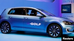 FILE - Volkswagen e-Golf electric car