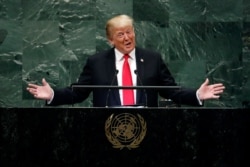 FILE - President Donald Trump addresses the 73rd session of the U.N. General Assembly, at U.N. headquarters, Sept. 25, 2018.