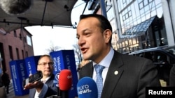 Ireland's Prime minister Leo Varadkar arrives for the EU Social Summit in Gothenburg, Sweden, Nov. 17, 2017. 