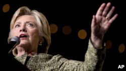 Democratic presidential candidate Hillary Clinton speaks at a rally at the Smith Center for the Performing Arts in Las Vegas, Oct. 12, 2016. 