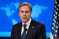 FILE - Secretary of State Antony Blinken speaks during a news conference at the State Department in Washington.