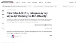 Lãnh đạo Việt Nam thăm hỏi Mỹ về vụ tai nạn máy bay