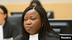 Prosecutor Fatou Bensouda looks on during the case against Congolese militia leader Bosco Ntaganda (not pictured) at the International Criminal Court in The Hague, Feb. 10, 2014. 