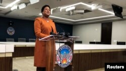 Atlanta City Council President Felicia Moore speaks about the last week's cyberattack on city computers in Atlanta, Georgia, March 29, 2018. 