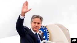 Secretary of State Antony Blinken boards his plane at Andrews Air Force Base, Md., June 22, 2021, to travel to Berlin Brandenburg Airport in Schonefeld, Germany. 