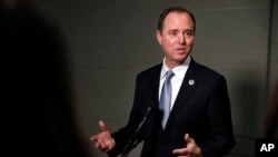 FILE - Rep. Adam Schiff, D-Calif., ranking member of the House Intelligence Committee, speaks to the media, Nov. 30, 2017, on Capitol Hill in Washington.