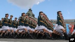 রাশিয়ার বিজয় দিবস (৯ মে) উপলক্ষে সামরিক কুচকাওয়াজের প্রস্তুতি চলছে মস্কোতে। ফটোঃ ৫ মে, ২০২৪।