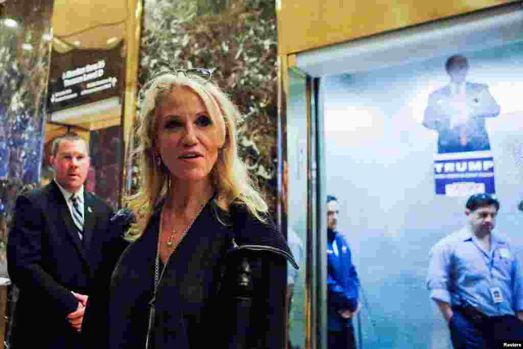 Campaign manager Kellyanne Conway arrives at Republican president-elect Donald Trump's Trump Tower in New York, Nov. 12, 2016.