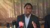 FILE - Zambian President-elect Hakainde Hichilema speaks at a press conference at his residence in Lusaka, Aug. 16, 2021.