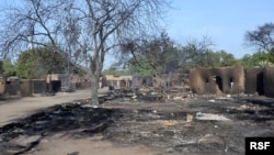 The village of Ngouboua was attacked by Boko Haram militants, leaving a burnt compound, February 13, 2015. 