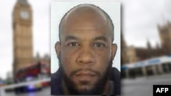 This composite photo includes a handout picture taken for an identity document and released by the British Metropolitan Police Service in London on March 24, 2017 shows Khalid Masood, the 52-year-old Briton behind the March 22 terror attack at Westminste