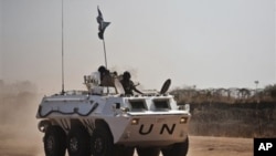 A UNMIS peacekeeper patrol in Abyei, Sudan, March 11, 2011