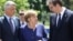 From left, President Hashim Thaci, German Chancellor Angela Merkel and Serbian President Aleksandar Vucic speak prior to the family photo during an EU-Western Balkans Summit in Sofia, May 17, 2018. 