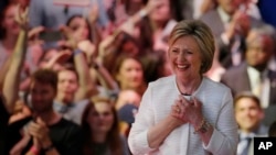 Presumptive Democratic presidential nominee Hillary Clinton arrives at a rally on June 7, 2016 in New York.