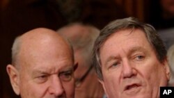 Former Undersecretary of State Thomas Pickering, left, and former United Nations Ambassador, the late Richard Holbrooke (File Photo)