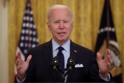 U.S. President Joe Biden delivers remarks on the April jobs report from the East Room of the White House in Washington, May 7, 2021.