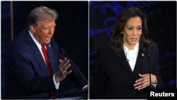 Ông Trump và bà Harris trong buổi tranh luận tại Philadelphia ngày 10 tháng Chín.