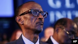 FILE - Rwandan President Paul Kagame attends session at the Clinton Global Initiative, New York, Sept. 22, 2014.