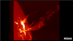 In a Coronal Mass Ejection (CME) solar material streaks out through the interplanetary medium, impacting any planet or spacecraft in its path. (NOAA) 