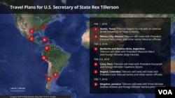 U.S. Secretary of State Rex Tillerson is on a six-day trip to Latin and South America.