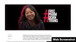 RSF kêu gọi trả tự do cho nhà báo Phạm Đoan Trang.