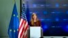 U.S. Ambassador to the United Nations Samantha Power speaks during a lecture regarding the Ebola virus at the Residence Palace in Brussels, Oct. 30, 2014. 