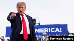 Former U.S. President Trump holds a rally in Wellington, OH