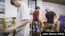 A workshop in the basement of the Khora center helps efforts to continue the expansion of the facilities, in the Exarchia district in Athens, Greece, Oct. 26, 2016.