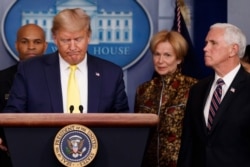 President Donald Trump pauses as he speaks in the briefing room of the White House in Washington, March, 9, 2020, about the coronavirus outbreak in the U.S.