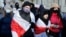 Young demonstrators are seen during an opposition rally to protest the official presidential election results in Minsk, Belarus, Dec. 6, 2020. 