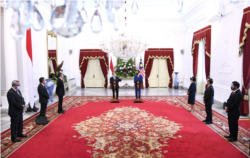 Presiden Jokowi dan PM Malaysia Muhyiddin dalam pernyataan pers bersama di Istana Merdeka, Jakarta, Jumat (5/2), mendesak ASEAN untuk bertindak atas Kudeta Myanmar (Foto: Courtesy/Biro Pers)