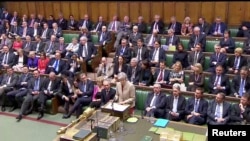 Britain's Prime Minister Theresa May speaks in the Parliament in London, Britain, March 29, 2019 in this image taken from video.