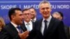 Macedonian Prime Minister Zoran Zaev and NATO Secretary-General Jens Stoltenberg pose during a family photo in Skopje, North Macedonia, June 3, 2019. 