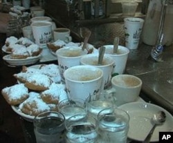 Cafe Du Monde's famous cafe au lait and beignets