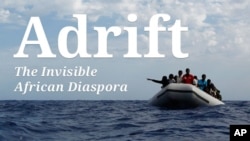 FILE - A group of 104 sub-Saharan Africans aboard a rubber dinghy wait to be rescued 25 miles off the Libyan coast.