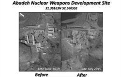 Israel reveals what it says was an Iranian nuclear weapons development site in the central region of Abadeh in these images published online by Israeli Prime Minister Benjamin Netanyahu’s office, Sept. 9, 2019.