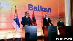 Konferencija za novinare lidera Srbije, Albanije i Severne Makedonije u Tirani (foto Fonet)