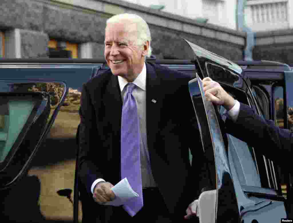 U.S. Vice President Joe Biden arrives for a meeting with Ukrainian President Petro Poroshenko in Kyiv, Nov. 21, 2014.