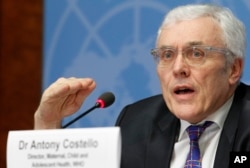 Head of the Department of Maternal, Newborn, Child and Adolescent Health at the World Health Organization(WHO) Dr Anthony Costello attends a news conference in Geneva, Switzerland, Feb. 2, 2016.