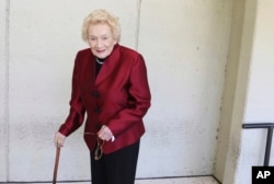 File photo shows Native Hawaiian heiress Abigail Kawānanakoa, who passed away in 2022, posed outside a Honolulu courthouse on Oct. 25, 2019. AP Photo/Jennifer Sinco Kelleher