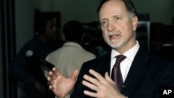 U.S. Ambassador to Iraq Robert Stephen Beecroft speaks during a news conference after the announcement of President Barack Obama's victory in the U.S. elections, in Baghdad, Iraq, Nov. 7, 2012.